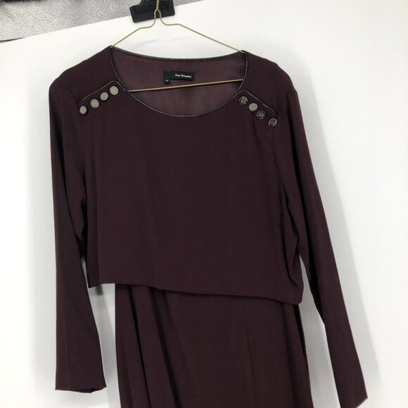 The Kooples Maroon Burgundy gold studded shoulder long sleeve mini dress 38 - Picture 9 of 16
